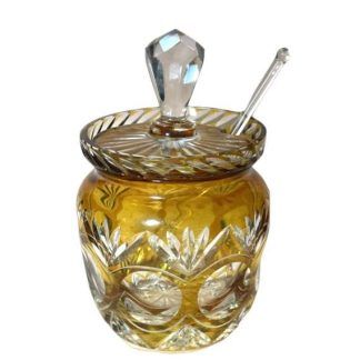 Azucarero cristal bohemia ambar